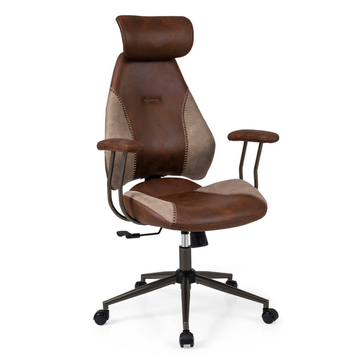 Chaise de Bureau Ergonomique Chaise de Bureau en Tissu Daim avec Appuie-Tête Dossier Inclinable à Ba