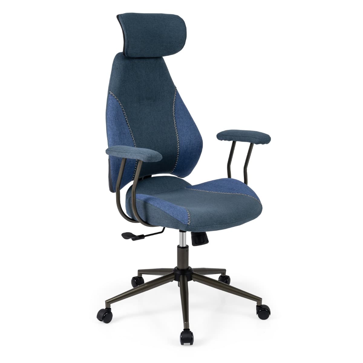 Chaise de Bureau Ergonomique en Lin avec Appuie-tête Dossier Inclinable à Bascule et Roulettes Chais