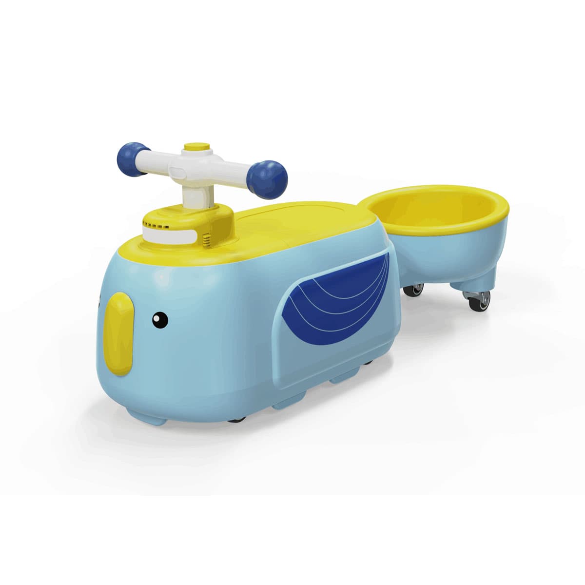 CostwayJouet à Chevaucher pour Tout-Petits avec Remorque Voiture Glissante avec Lumière Musique Rangement sous le Siège pour12 Mois+ Bleu